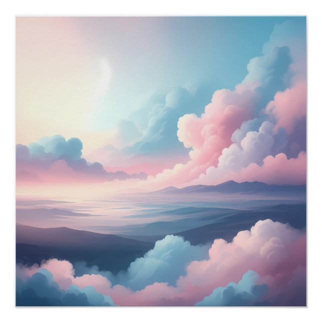 Póster Above the Clouds | Dreamy Pastel Sky and Mountains (Anverso)