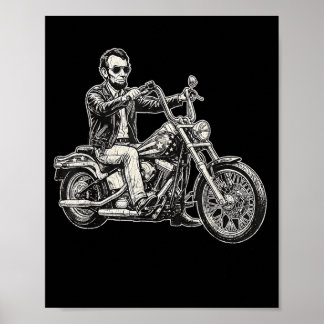 Póster Abraham Abe Lincoln Motocicleta Motociclista Ameri