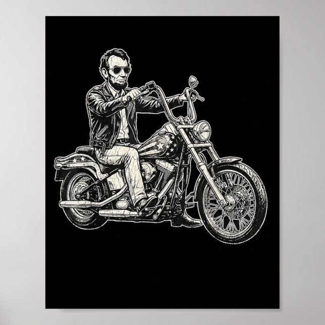 Póster Abraham Abe Lincoln Motocicleta Motociclista Ameri (Frente)