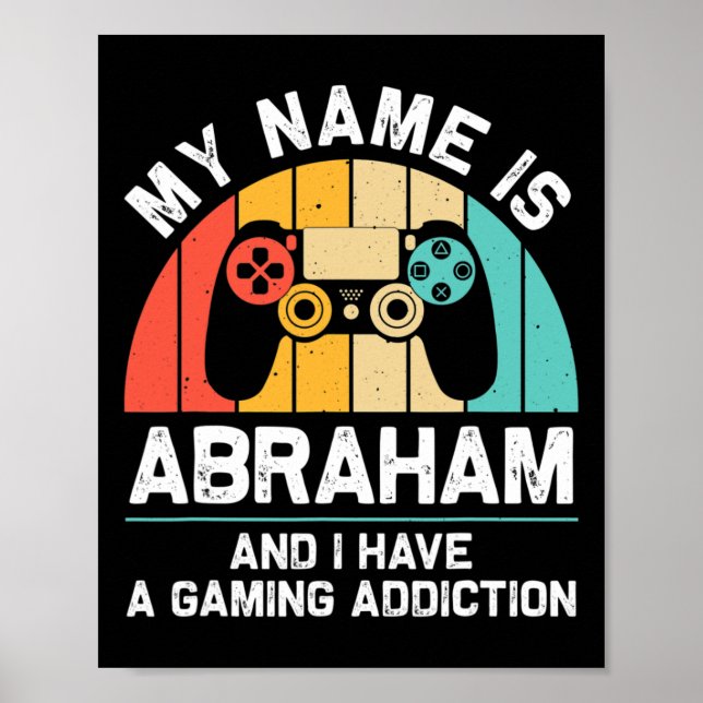 Póster Abraham Gift Name Personalized Funny Gaming Geek B (Frente)