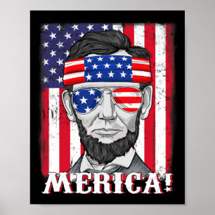 Póster Abraham Lincoln 4 De Julio Bandera Americana B