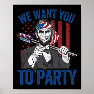 Póster Abraham Lincoln 4 De Julio Camisas Hombres Estadou