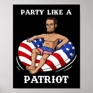 Póster Abraham Lincoln 4 de julio USA Patriota Diversión