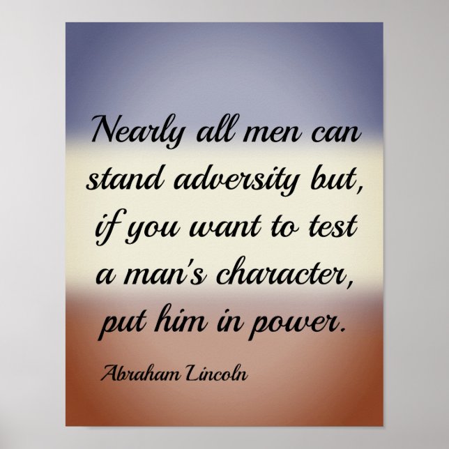Póster Abraham Lincoln Adversity y Power Quote (Frente)