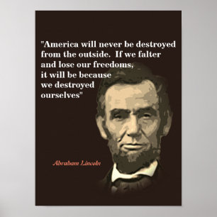 Póster Abraham Lincoln cita sobre la destrucción de Estad