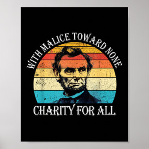 Póster Abraham Lincoln Con Caridad Para Todos 4 De Julio 