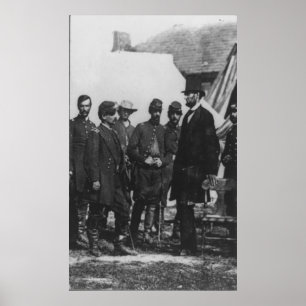 Póster Abraham Lincoln en campo de batalla en Antietam
