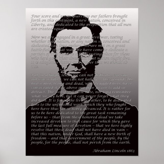 Póster Abraham Lincoln Gettysburg Dirección Poster Retrat (Frente)