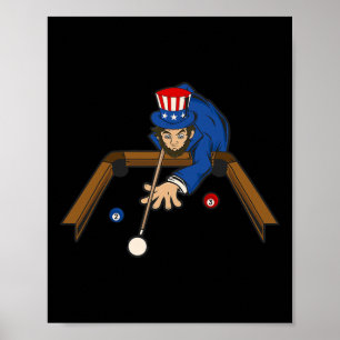 Póster Abraham Lincoln Jugando A Billiards Divertido 4 De