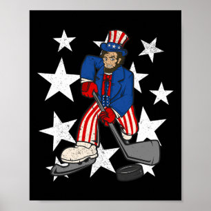 Póster Abraham Lincoln jugando a la diversión de hockey 4
