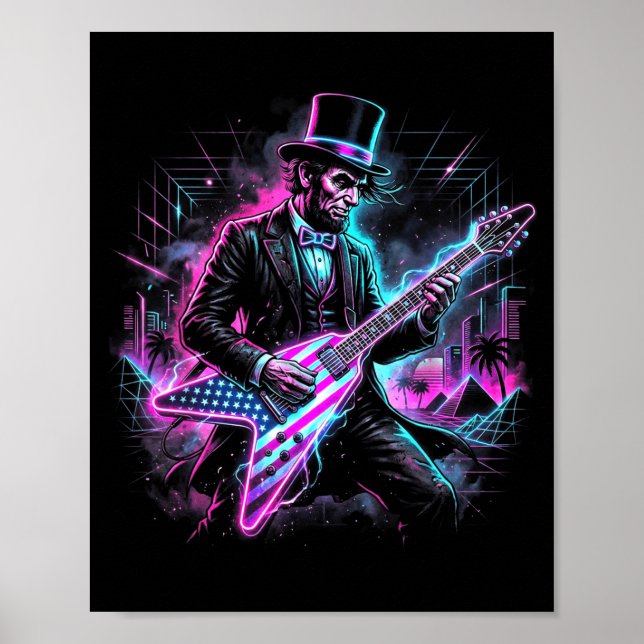 Póster Abraham Lincoln tocando guitarra eléctrica Abe div (Frente)