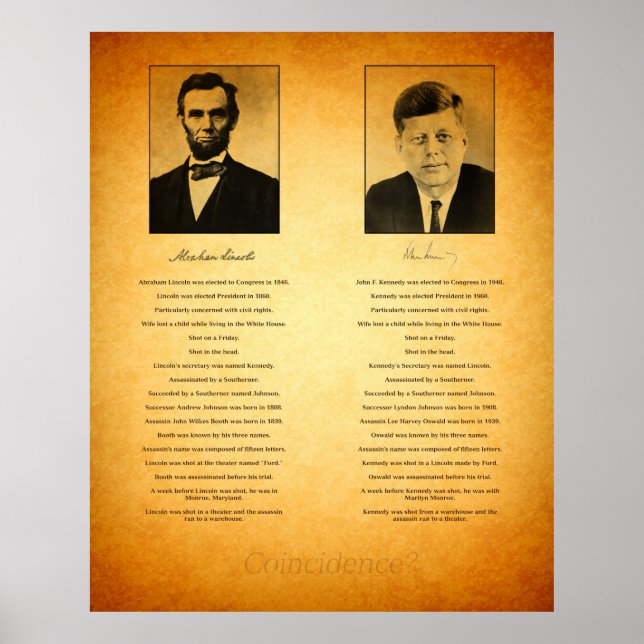 Póster Abraham Lincoln y John F Kennedy Conspiración (Frente)