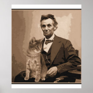 Póster Abraham Lincoln y su gato "Dixie"
