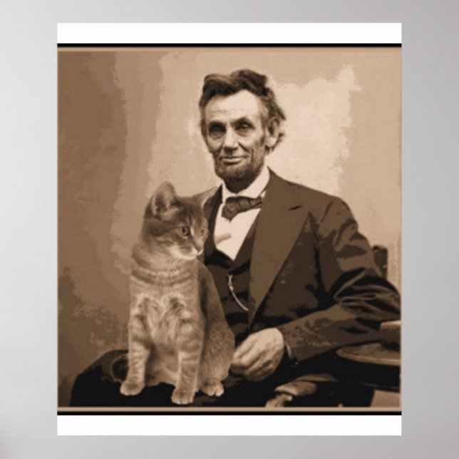 Póster Abraham Lincoln y su gato "Dixie" (Frente)
