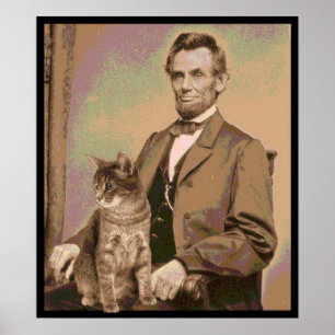 Póster Abraham Lincoln y su gato "Dixie"