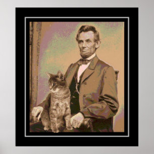Póster Abraham Lincoln y su gato "Dixie "