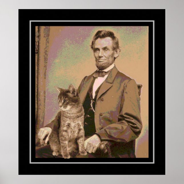 Póster Abraham Lincoln y su gato "Dixie" (Frente)