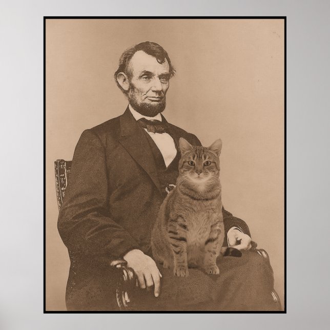 Póster Abraham Lincoln y su gato "Gloria" 2 (Frente)