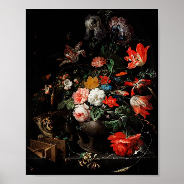 Póster Abraham Mignon El Bouquet Girado. Floral (Frente)