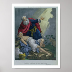 Póster Abraham ofreciendo a su hijo Isaac, de una biblia