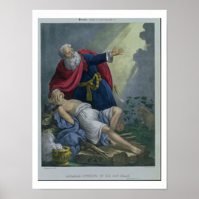 Póster Abraham ofreciendo a su hijo Isaac, de una biblia (Frente)