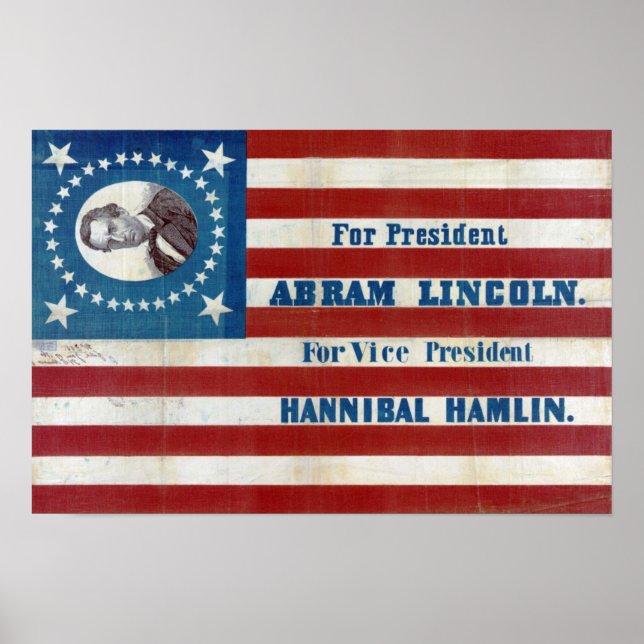 Póster Abram Lincoln Afiche de la campaña presidencial Vi (Frente)