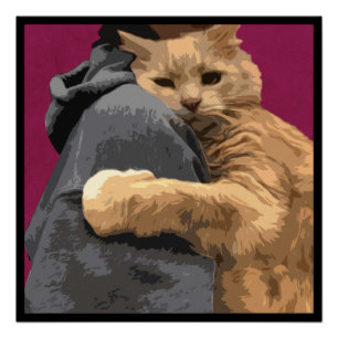 Póster Abraza el magenta del Ilustracion del gato