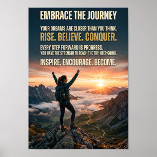 Póster Abraza El Viaje Amanecer Motivacional En La Montañ