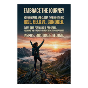 Póster Abraza El Viaje Amanecer Motivacional En La Montañ