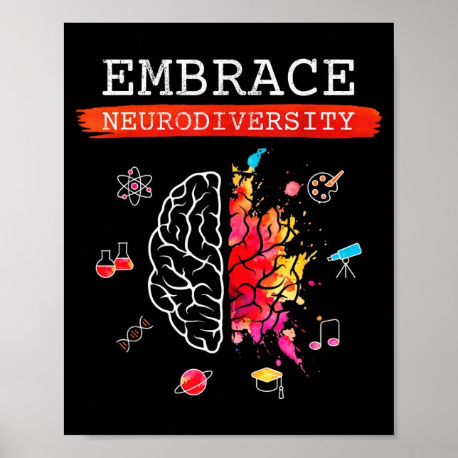 Póster Abraza la neurodiversidad Adhd Autismo Asd Concien (Frente)