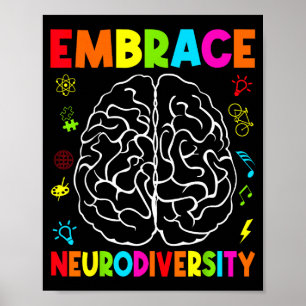 Póster Abraza la neurodiversidad autismo neurodivergente