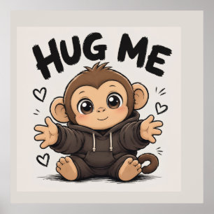 Póster Abraza Me Mono