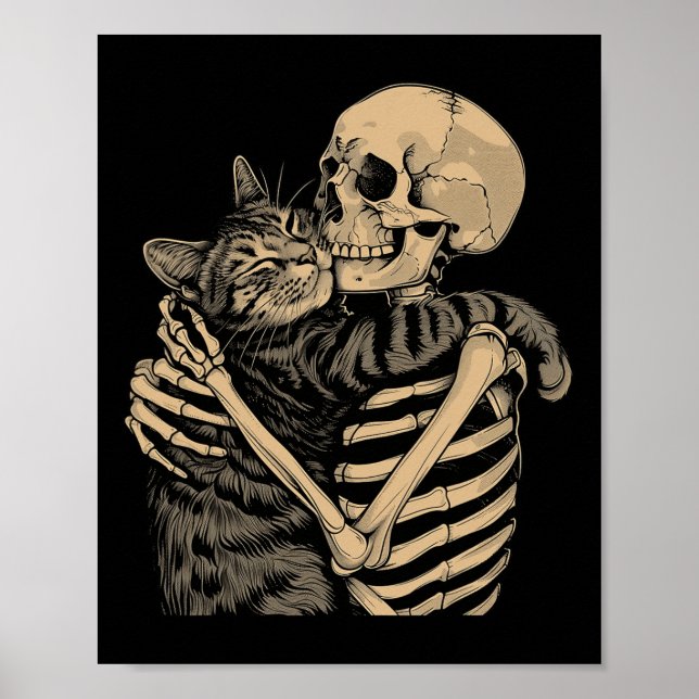 Póster Abrazando a un gato Halloween Gato Gato Mamá (Frente)