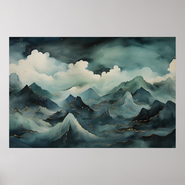 Póster Abrazando niebla, nubes y belleza de la naturaleza (Frente)