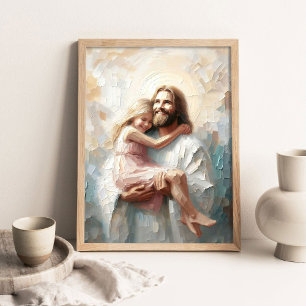 Póster Abrazo Amoroso de Jesús, Pintura Cristiana, Jesús