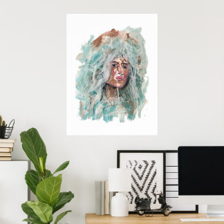 Póster Abrazo de Invierno | Retrato expresivo de acuarela