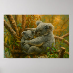 Póster Abrazo de Koala - Pintura de vida silvestre tender