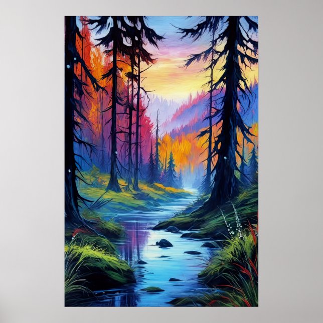 Póster Abrazo de otoño, colores vibrantes (Frente)