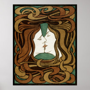 Póster Abrazo eterno: 'El beso' de Peter Behrens