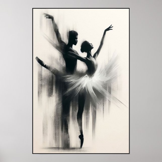 Póster Abrazo monocromo de tango en movimiento (Frente)