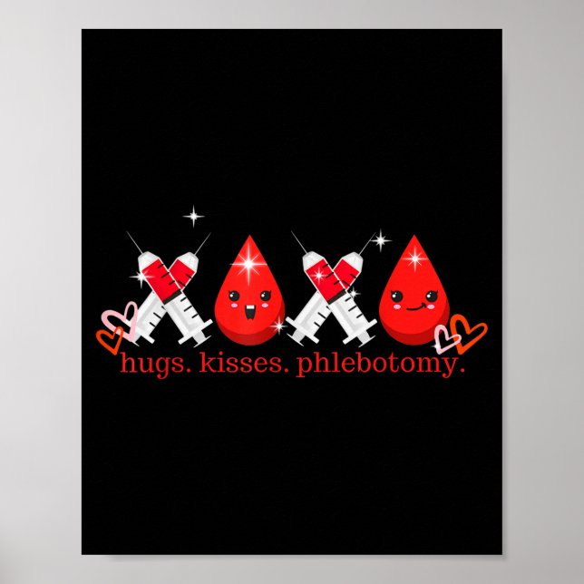 Póster Abrazos Besos Flebotomía San Valentín Flebotomista (Frente)