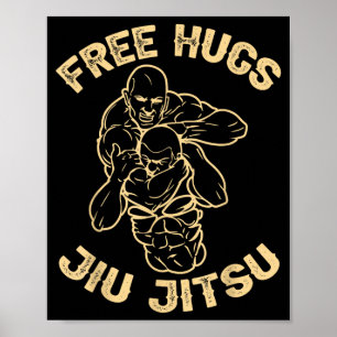Póster Abrazos de Jiu-Jitsu Divertido BJJ MMA Brasileño