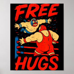 Póster Abrazos Humor de Lucha Libre Divertido Luchador Lu