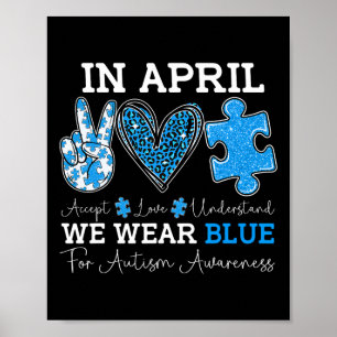 Póster Abril Usamos Autismo Azul Conciencia Amor Acepta U