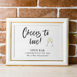 Póster Abrir barra Saludos para amar el signo Boda horizo