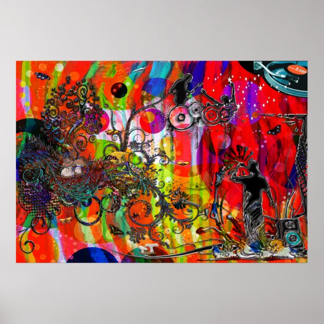 Póster Abrir micrófono música no parada (Frente)