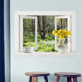 Póster Abrir ventana a la escena de Woodland con Daffodil