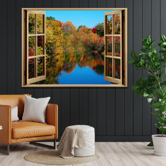 Póster Abrir ventana en la Lakeside otoño