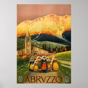 Póster Abruzzo, Abrvzzo, Poster de viajes de italia Vinta