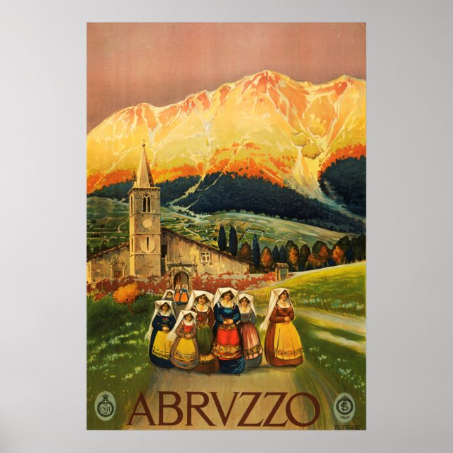 Póster Abruzzo, Abrvzzo, Poster de viajes de italia Vinta (Frente)
